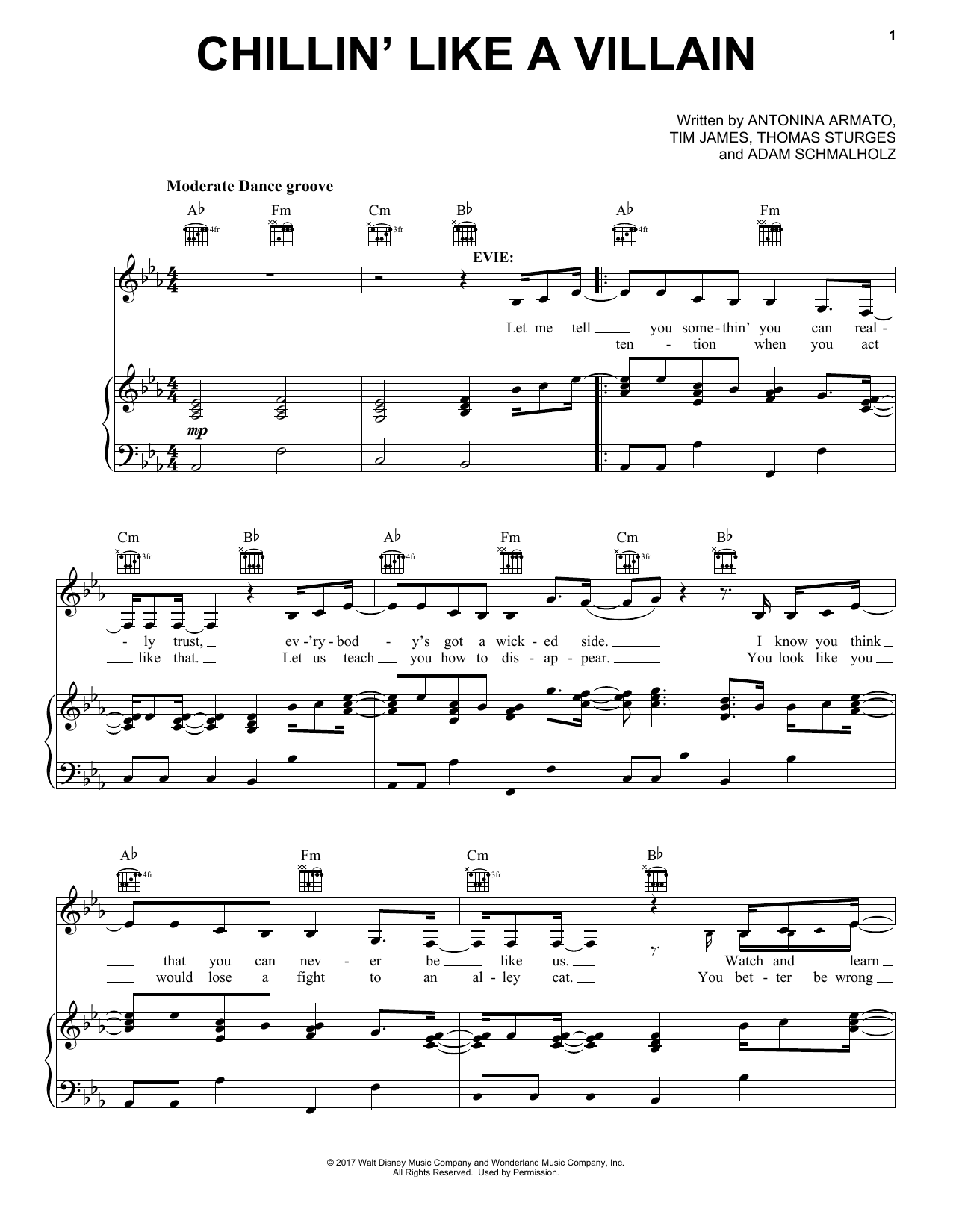 Adam Schmalholz Chillin' Like a Villain (from Disney's Descendants 2) Sheet Music Notes & Chords for Very Easy Piano - Download or Print PDF