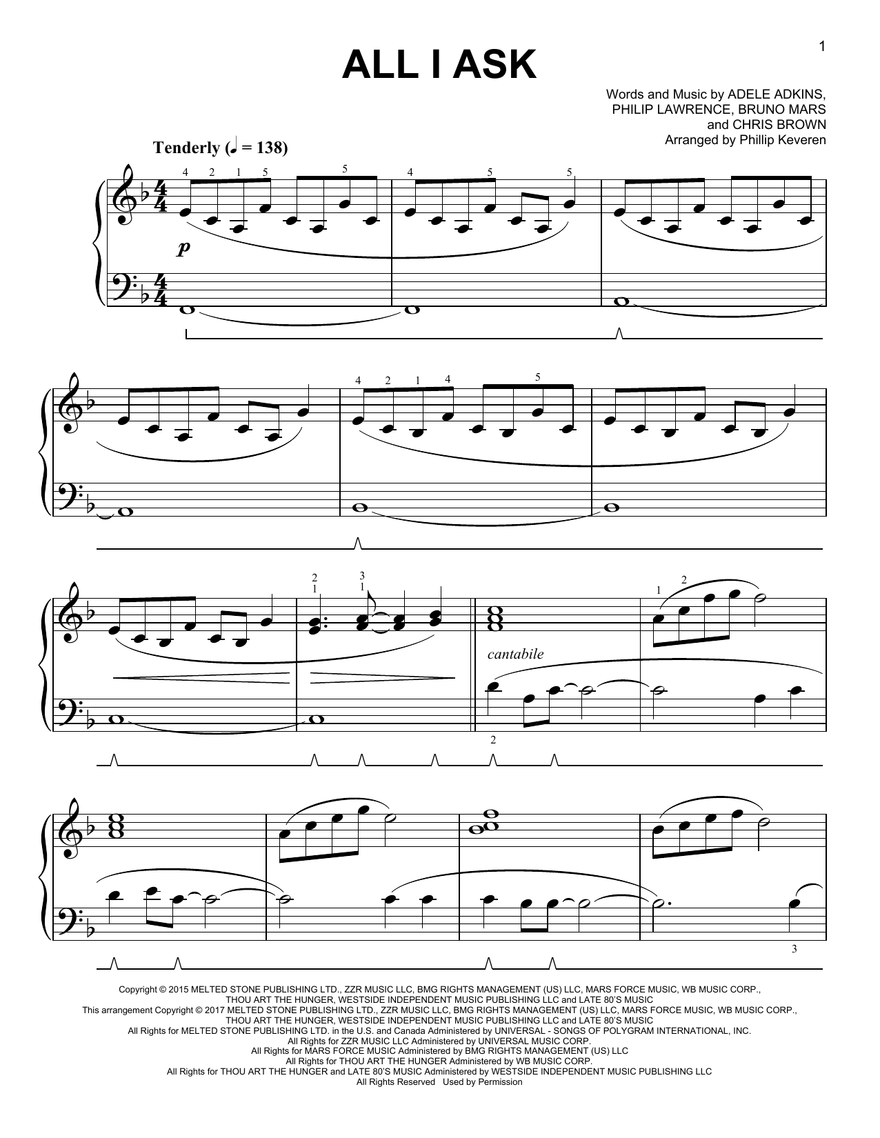 Adele All I Ask [Classical version] (arr. Phillip Keveren) Sheet Music Notes & Chords for Easy Piano - Download or Print PDF