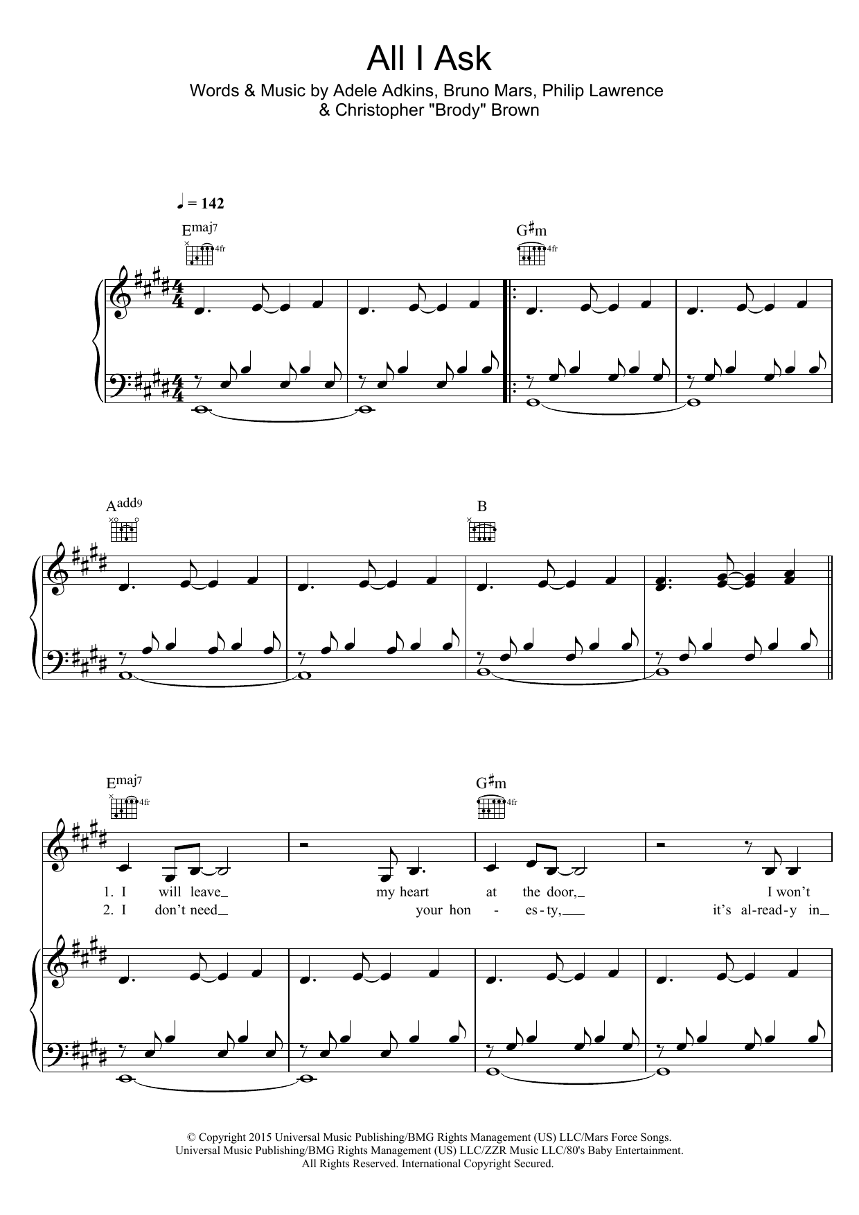 Adele All I Ask Sheet Music Notes & Chords for Really Easy Guitar - Download or Print PDF