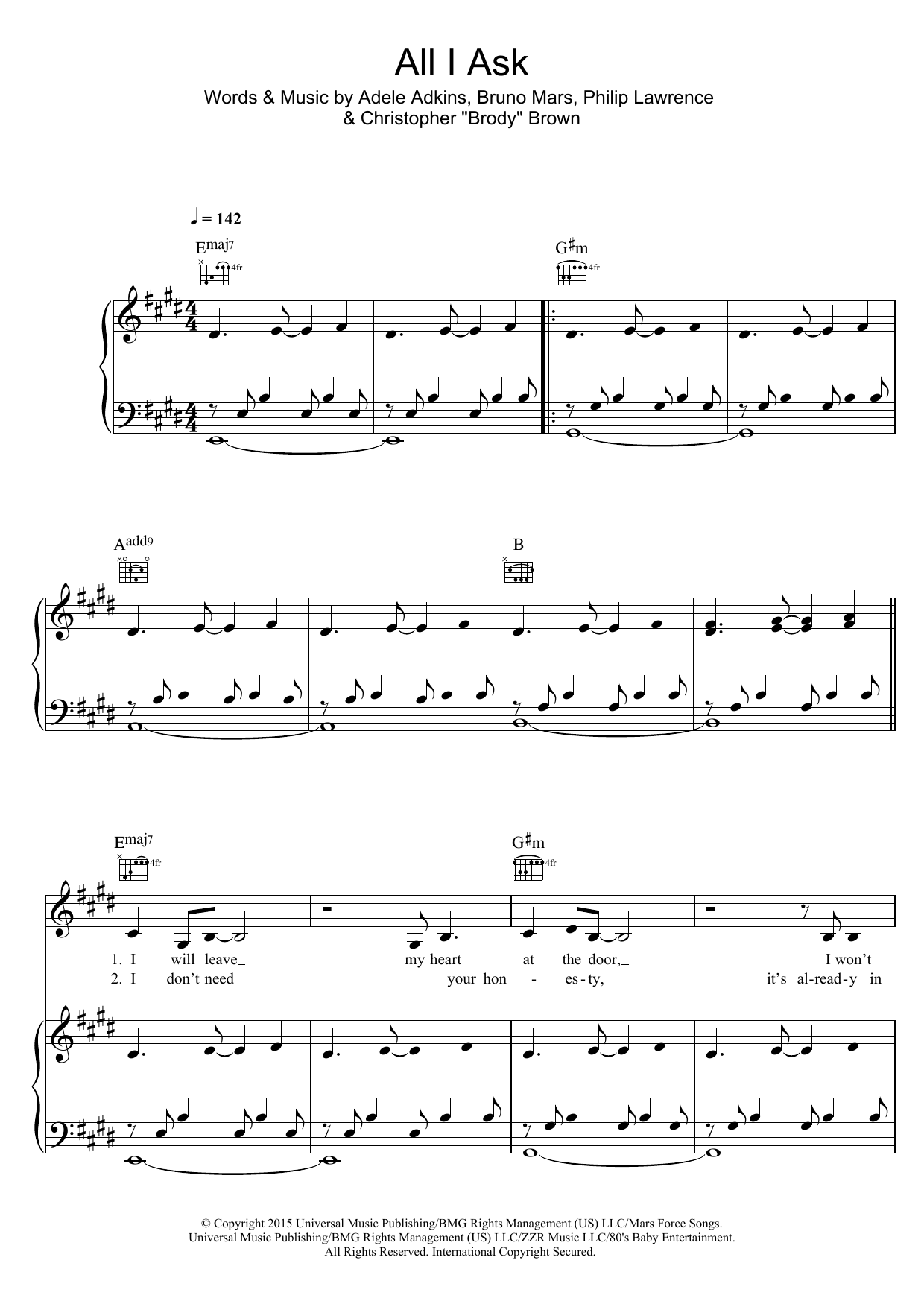Adele All I Ask Sheet Music Notes & Chords for Super Easy Piano - Download or Print PDF