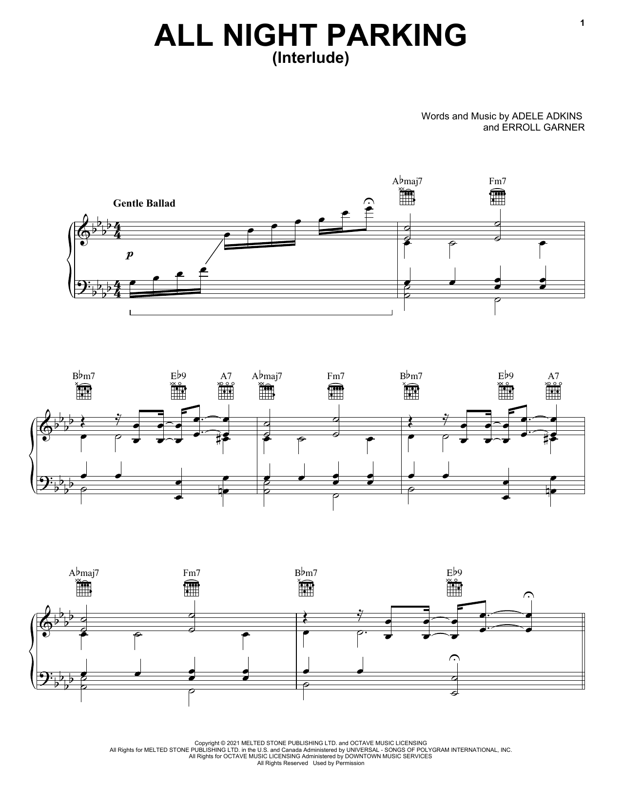 Adele All Night Parking (Interlude) Sheet Music Notes & Chords for Ukulele - Download or Print PDF