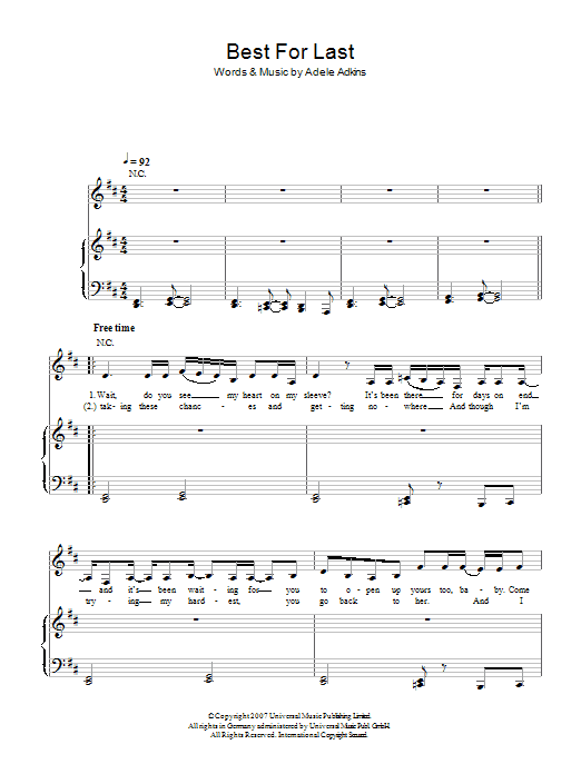 Adele Best For Last Sheet Music Notes & Chords for Beginner Piano - Download or Print PDF