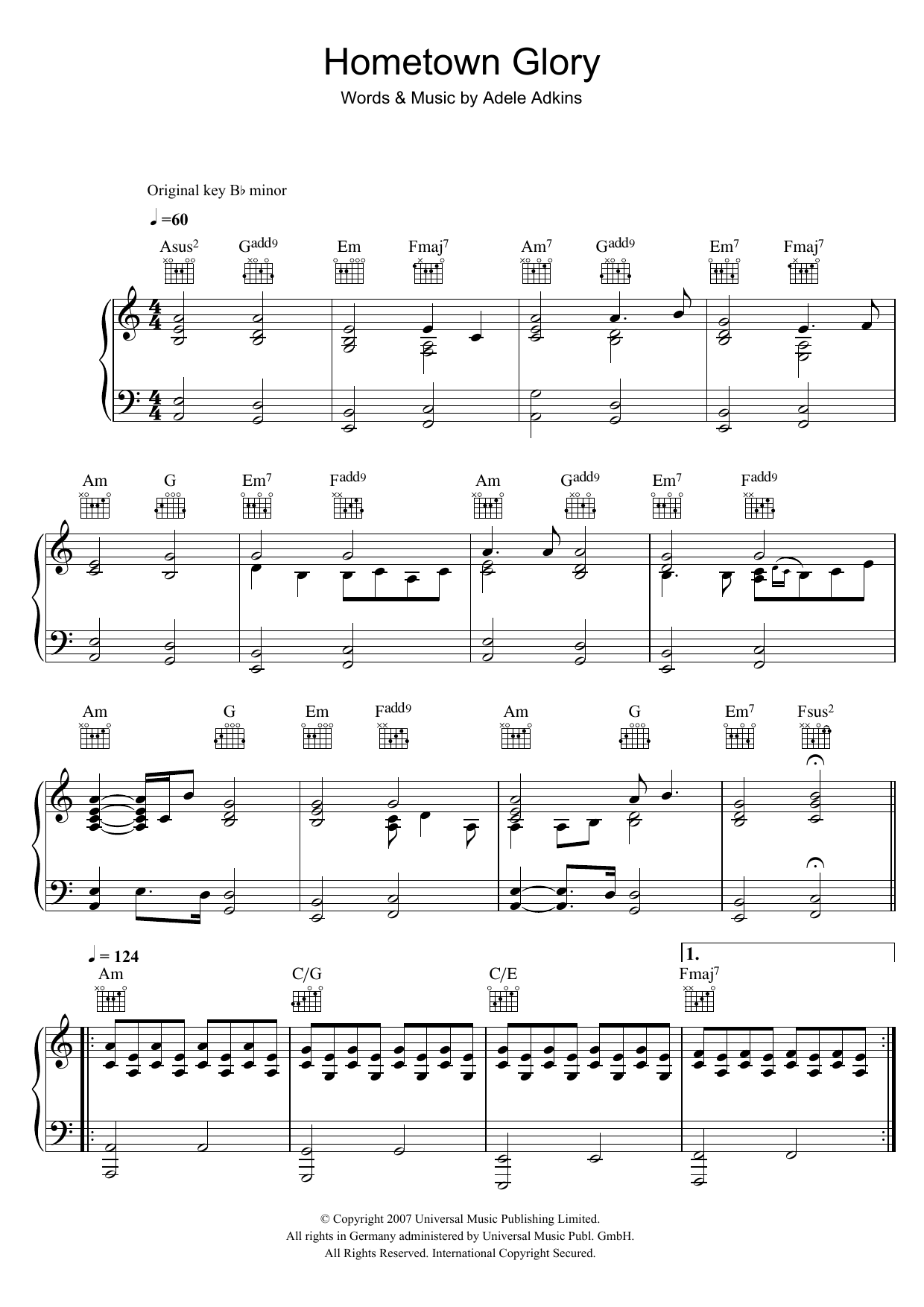 Adele Hometown Glory Sheet Music Notes & Chords for Alto Saxophone - Download or Print PDF