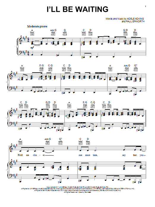 Adele I'll Be Waiting Sheet Music Notes & Chords for Clarinet - Download or Print PDF