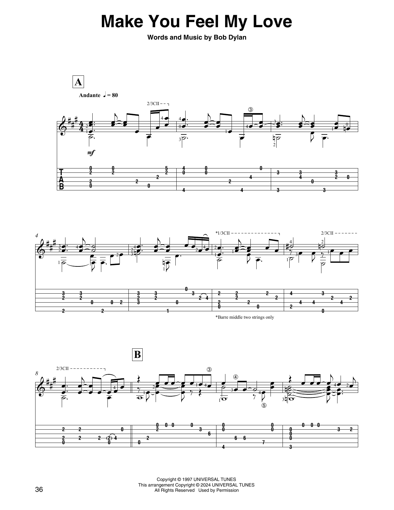 Adele Make You Feel My Love (arr. David Jaggs) Sheet Music Notes & Chords for Solo Guitar - Download or Print PDF