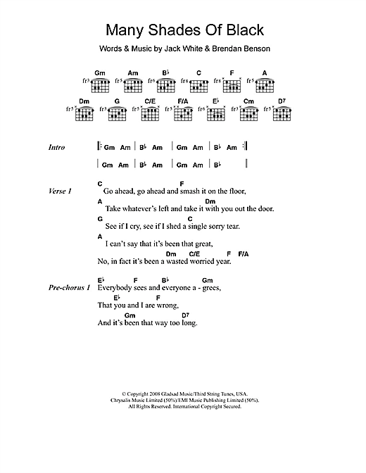 Adele Many Shades Of Black Sheet Music Notes & Chords for Lyrics & Chords - Download or Print PDF