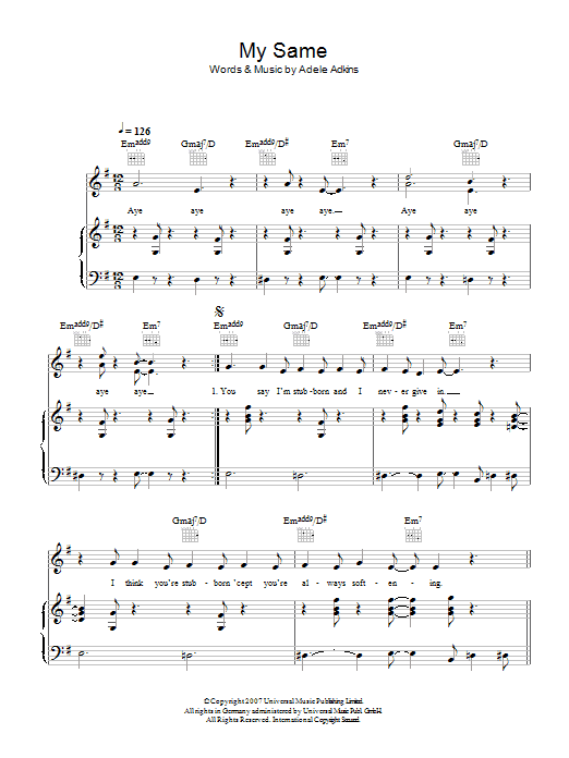 Adele My Same Sheet Music Notes & Chords for Easy Piano - Download or Print PDF