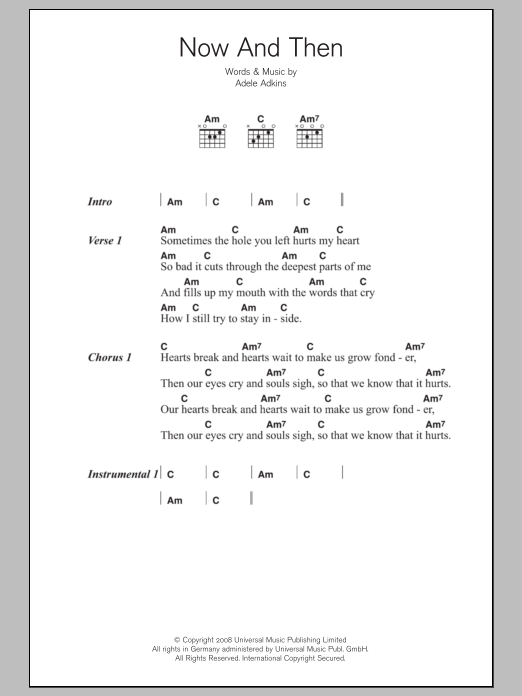 Adele Now And Then Sheet Music Notes & Chords for Piano, Vocal & Guitar (Right-Hand Melody) - Download or Print PDF