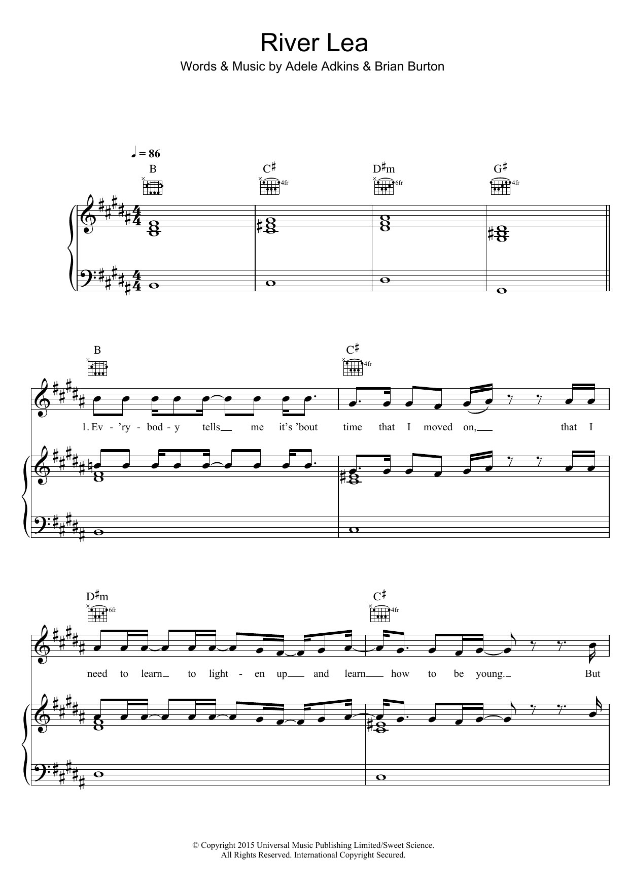 Adele River Lea Sheet Music Notes & Chords for Easy Piano - Download or Print PDF