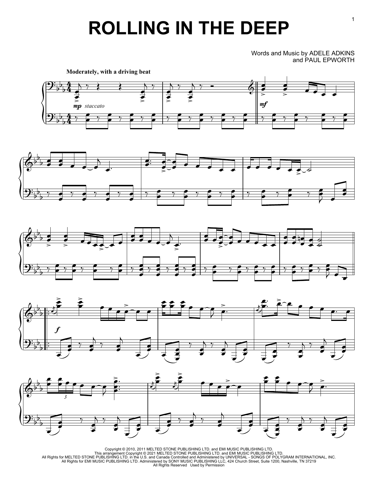 Adele Rolling In The Deep [Classical version] Sheet Music Notes & Chords for Piano Solo - Download or Print PDF