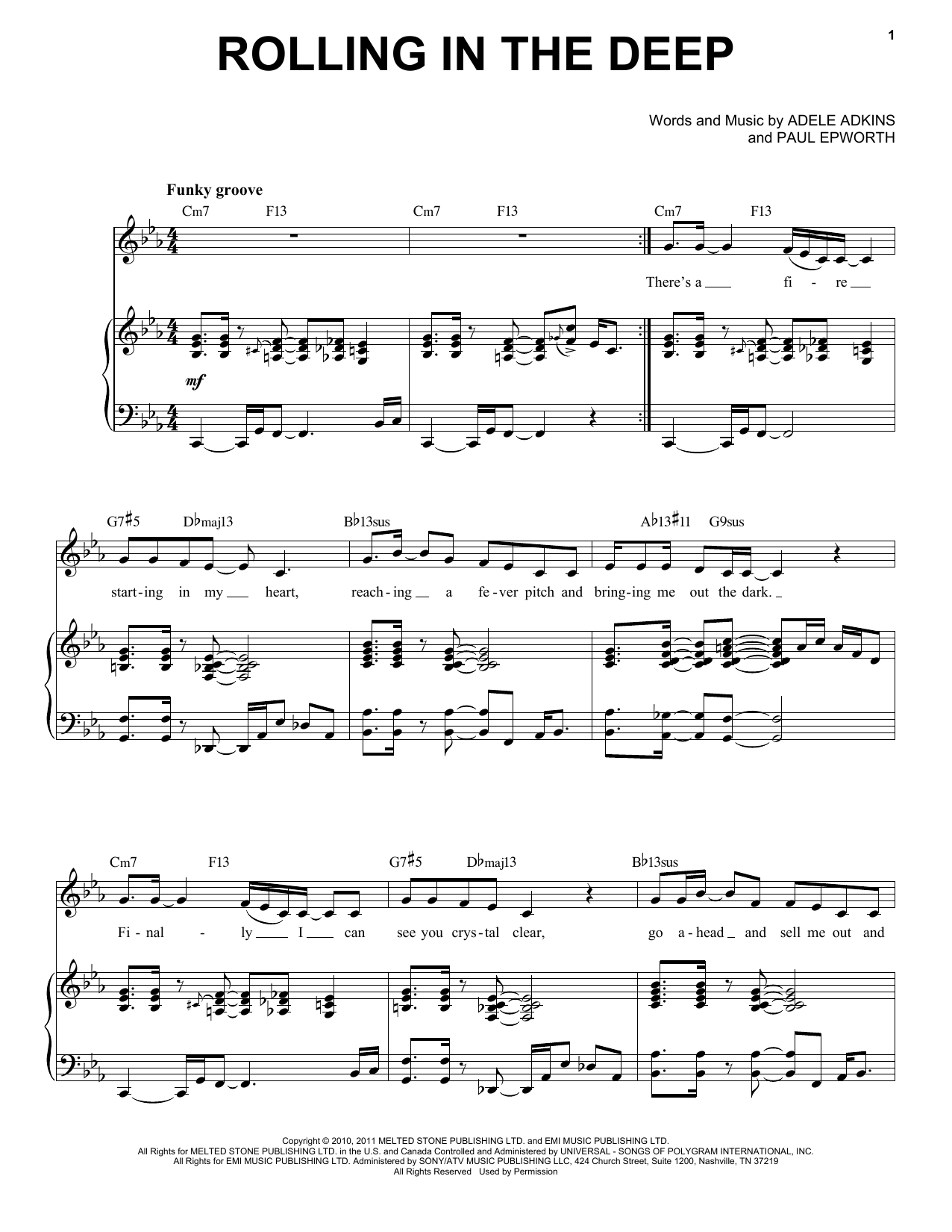 Adele Rolling In The Deep [Jazz version] (arr. Brent Edstrom) Sheet Music Notes & Chords for Piano & Vocal - Download or Print PDF