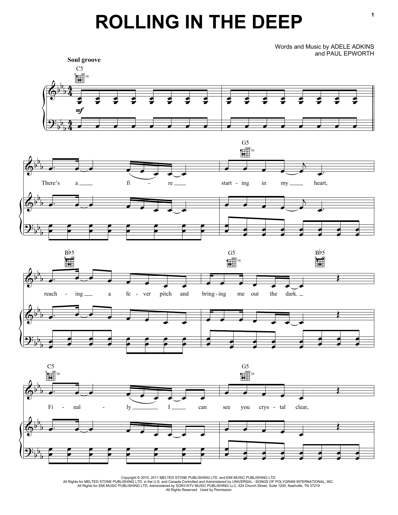 Adele Rolling In The Deep Sheet Music Notes & Chords for SPREP - Download or Print PDF