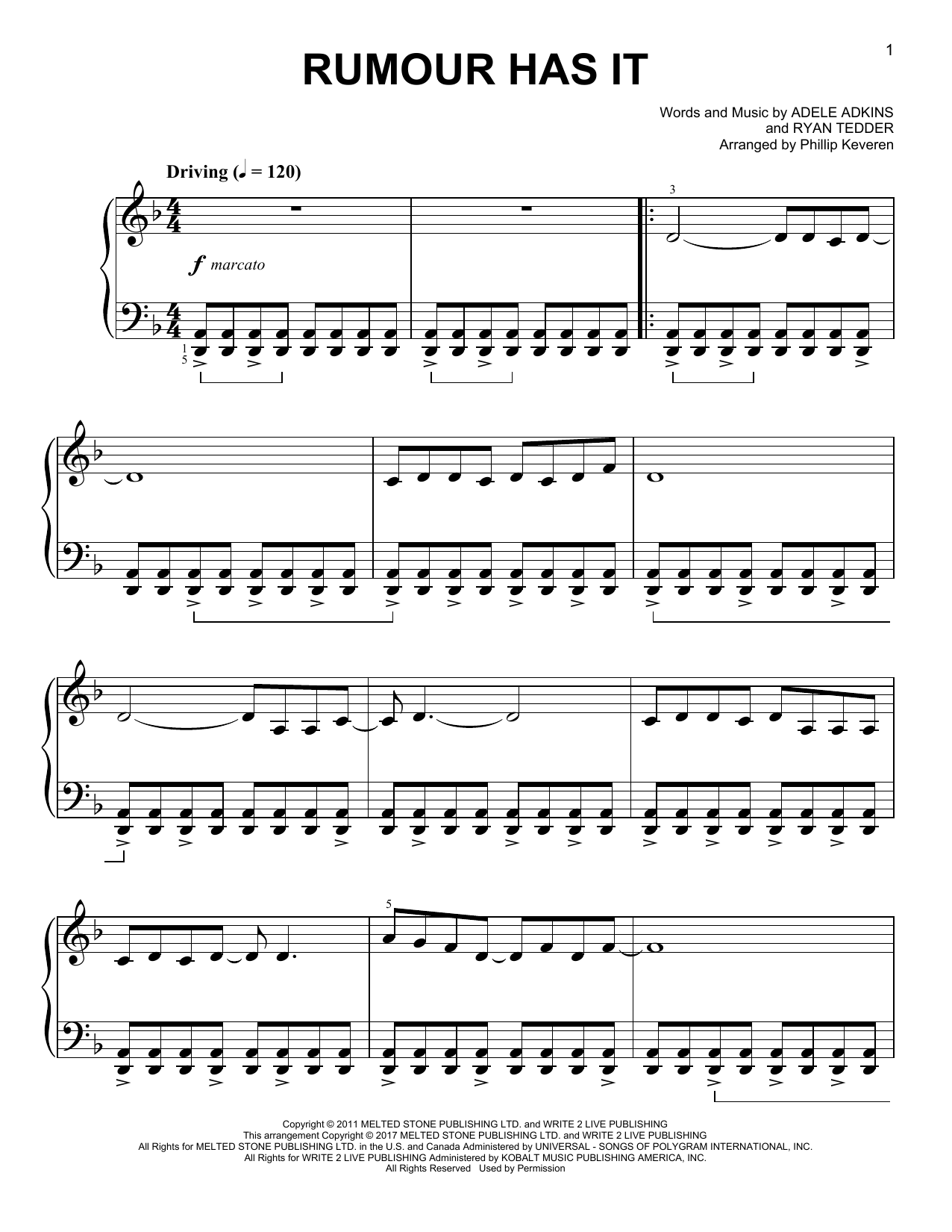 Adele Rumour Has It [Classical version] (arr. Phillip Keveren) Sheet Music Notes & Chords for Easy Piano - Download or Print PDF