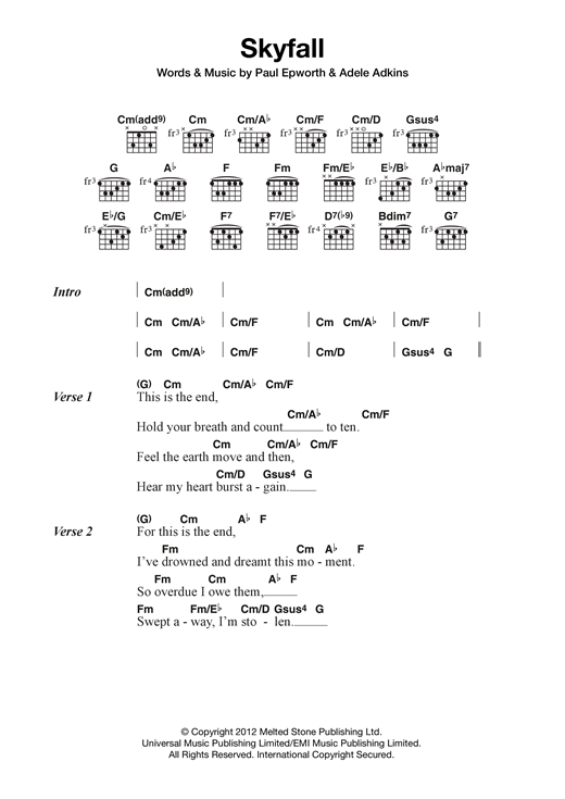 Adele Skyfall From The Motion Picture Skyfall Sheet Music Download Pdf Score 120298
