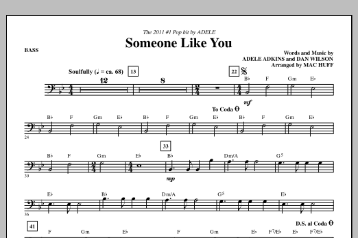 Adele Someone Like You Arr Mac Huff Bass Sheet Music Download Pdf Score