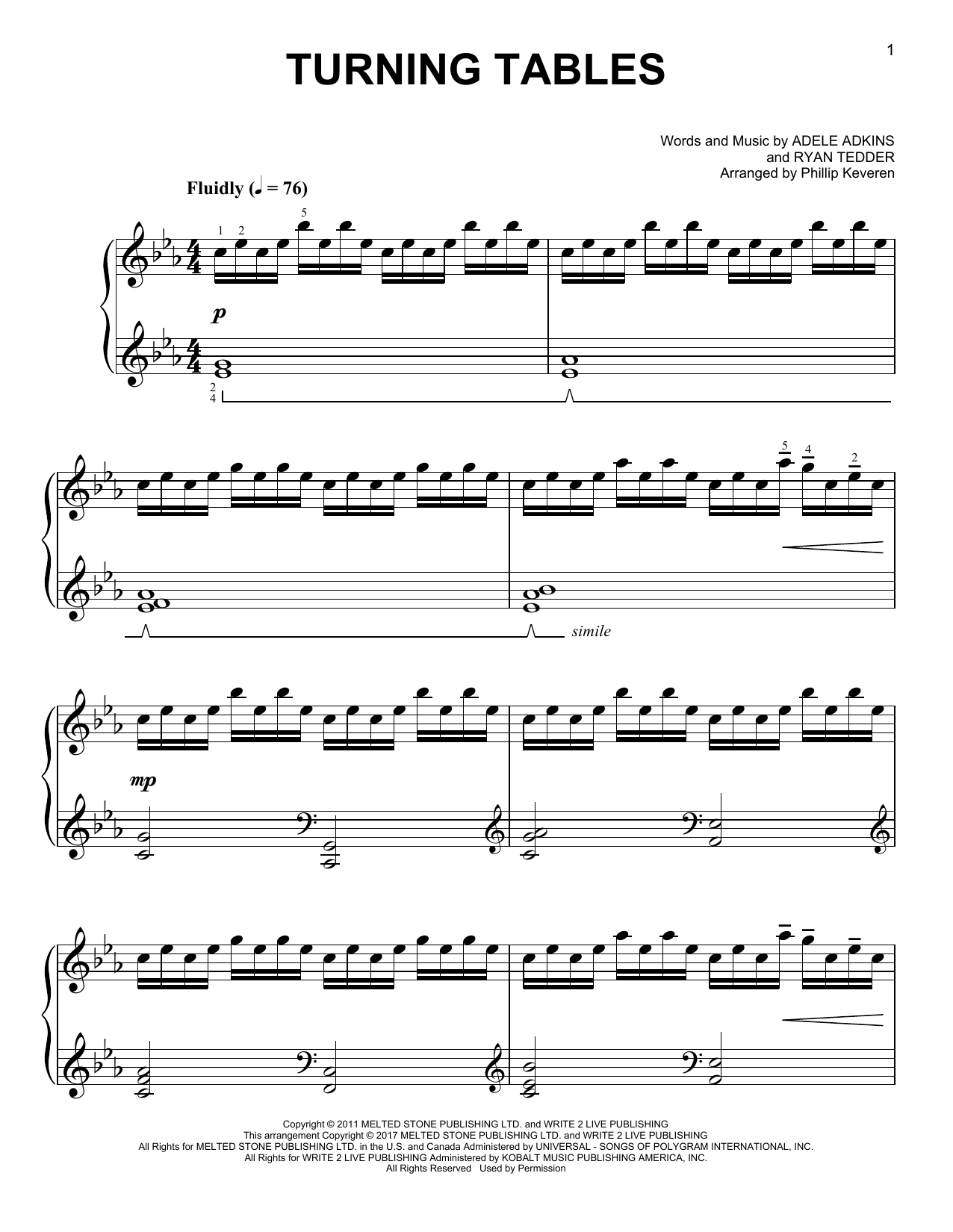 Adele Turning Tables [Classical version] (arr. Phillip Keveren) Sheet Music Notes & Chords for Easy Piano - Download or Print PDF