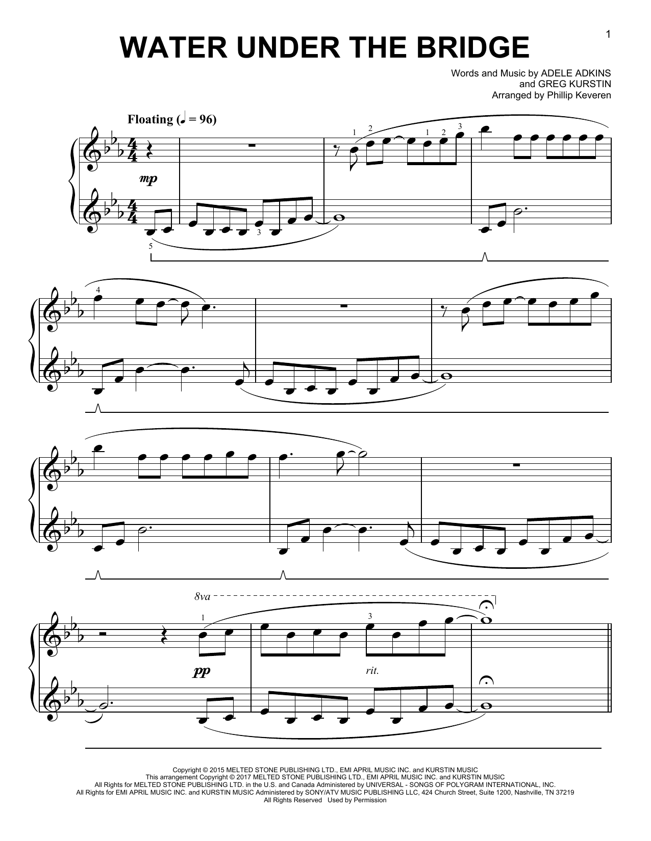 Adele Water Under The Bridge [Classical version] (arr. Phillip Keveren) Sheet Music Notes & Chords for Easy Piano - Download or Print PDF