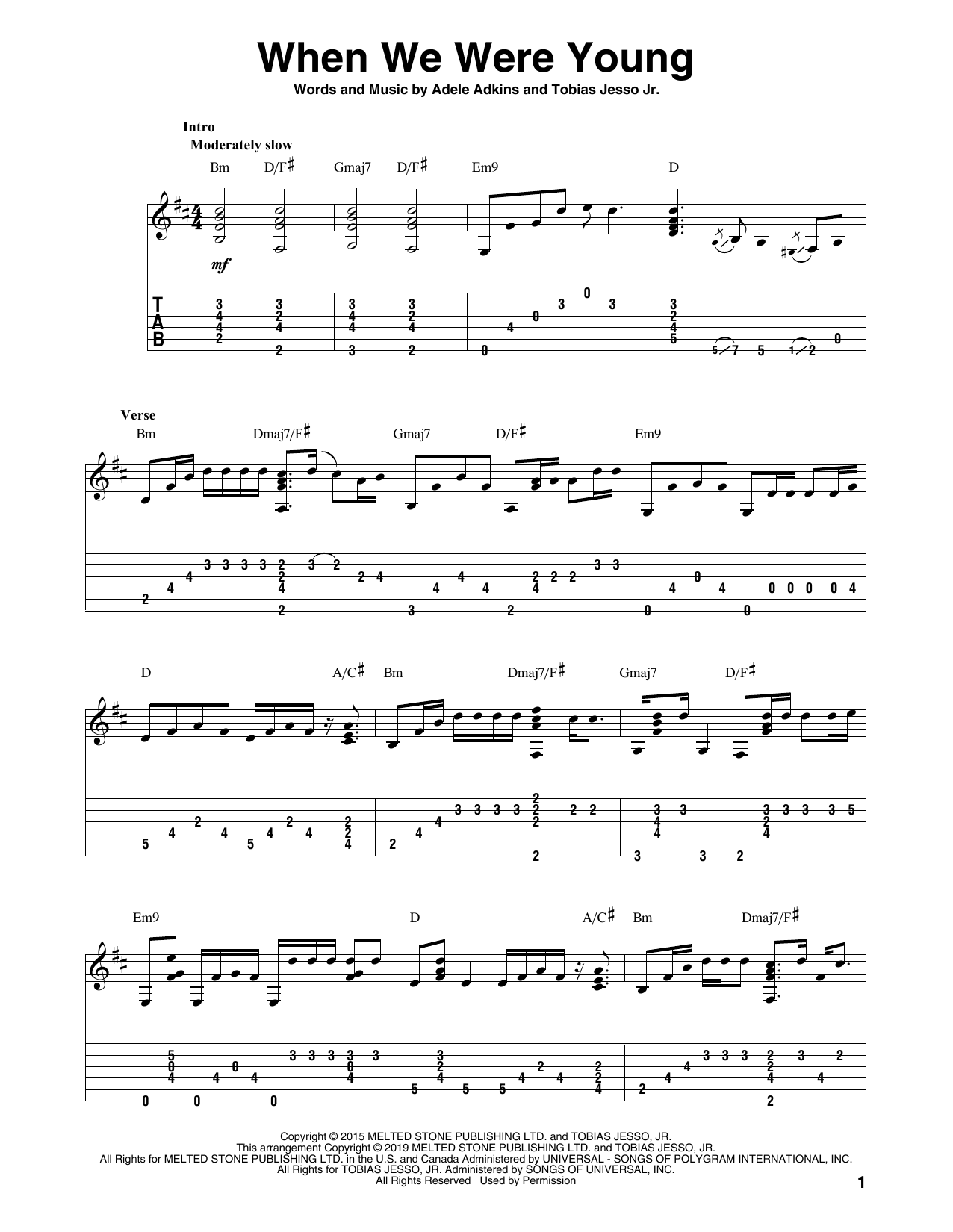 Adele When We Were Young (arr. Bill LaFleur) Sheet Music Notes & Chords for Solo Guitar Tab - Download or Print PDF