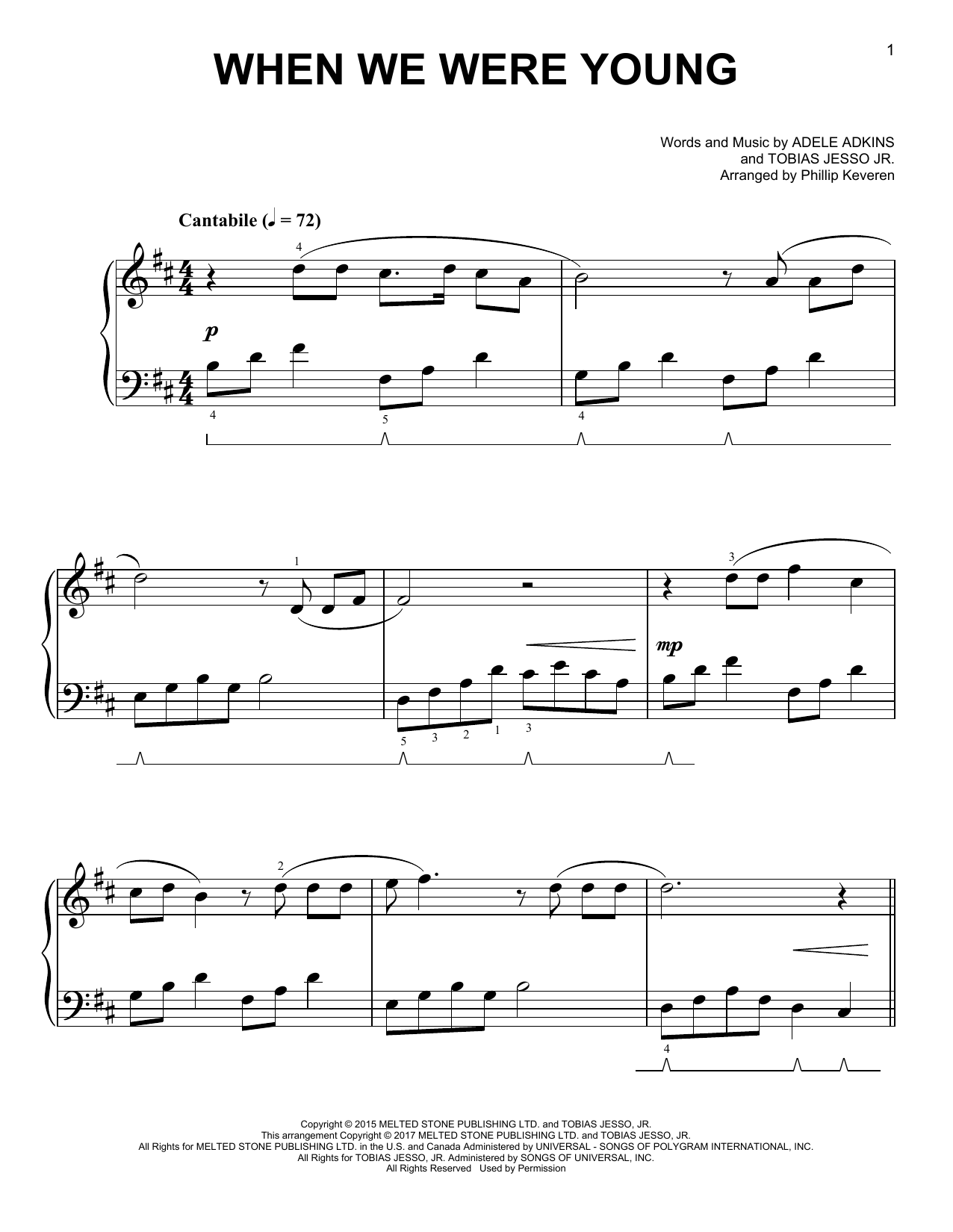 Adele When We Were Young [Classical version] (arr. Phillip Keveren) Sheet Music Notes & Chords for Easy Piano - Download or Print PDF