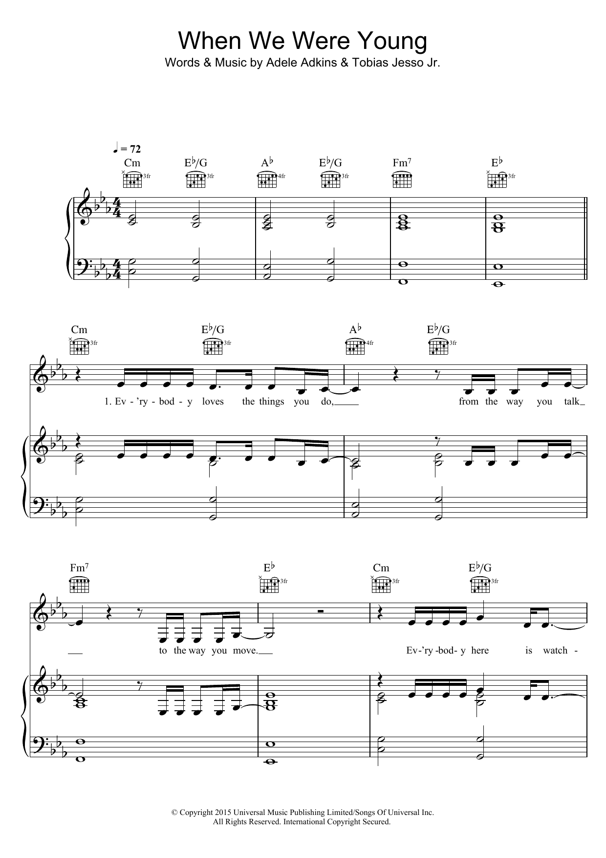 Adele When We Were Young Sheet Music Notes & Chords for Voice - Download or Print PDF