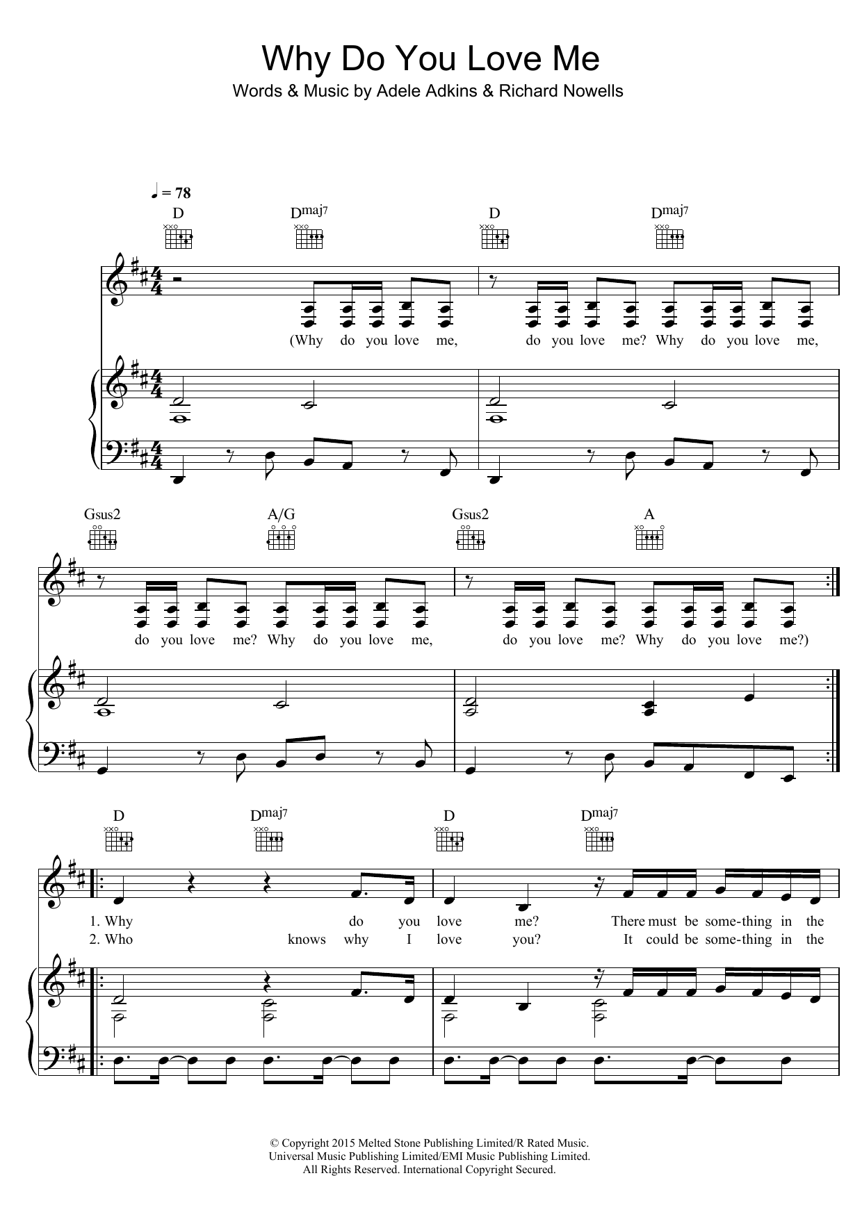 Adele Why Do You Love Me Sheet Music Notes & Chords for Piano, Vocal & Guitar (Right-Hand Melody) - Download or Print PDF Adele Why Do You Love Me Sheet Music Notes & Chords for Piano, Vocal & Guitar (Right-Hand Melody) - Download or Print PDF