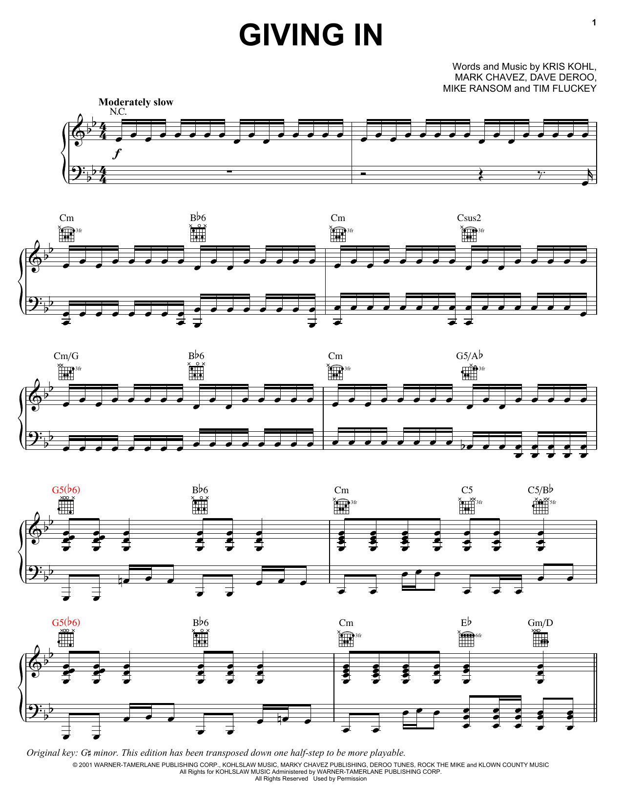 Giving In sheet music