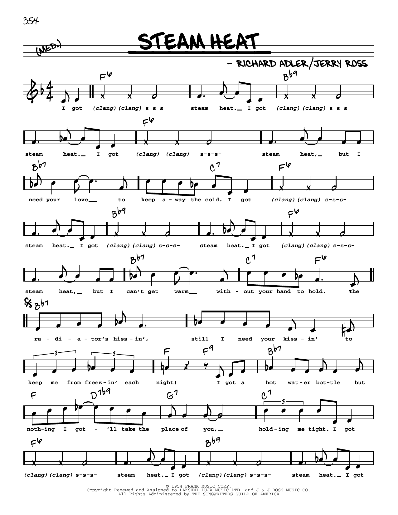 Adler & Ross Steam Heat (High Voice) Sheet Music Notes & Chords for Real Book – Melody, Lyrics & Chords - Download or Print PDF