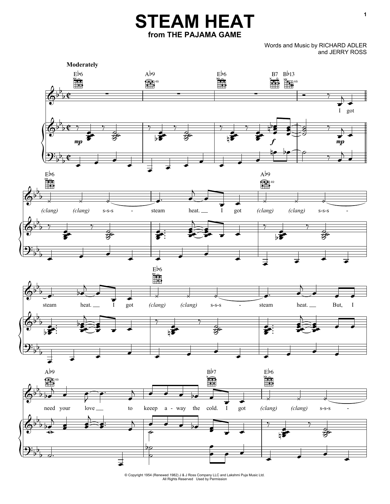 Adler & Ross Steam Heat Sheet Music Notes & Chords for Piano, Vocal & Guitar (Right-Hand Melody) - Download or Print PDF