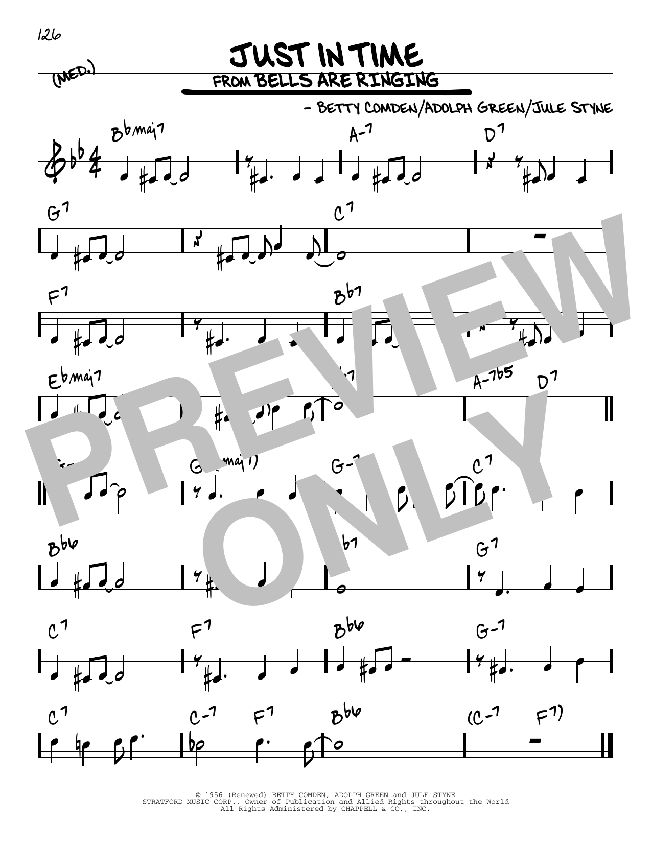 Adolph Green Just In Time Sheet Music Notes & Chords for Real Book – Melody & Chords - Download or Print PDF