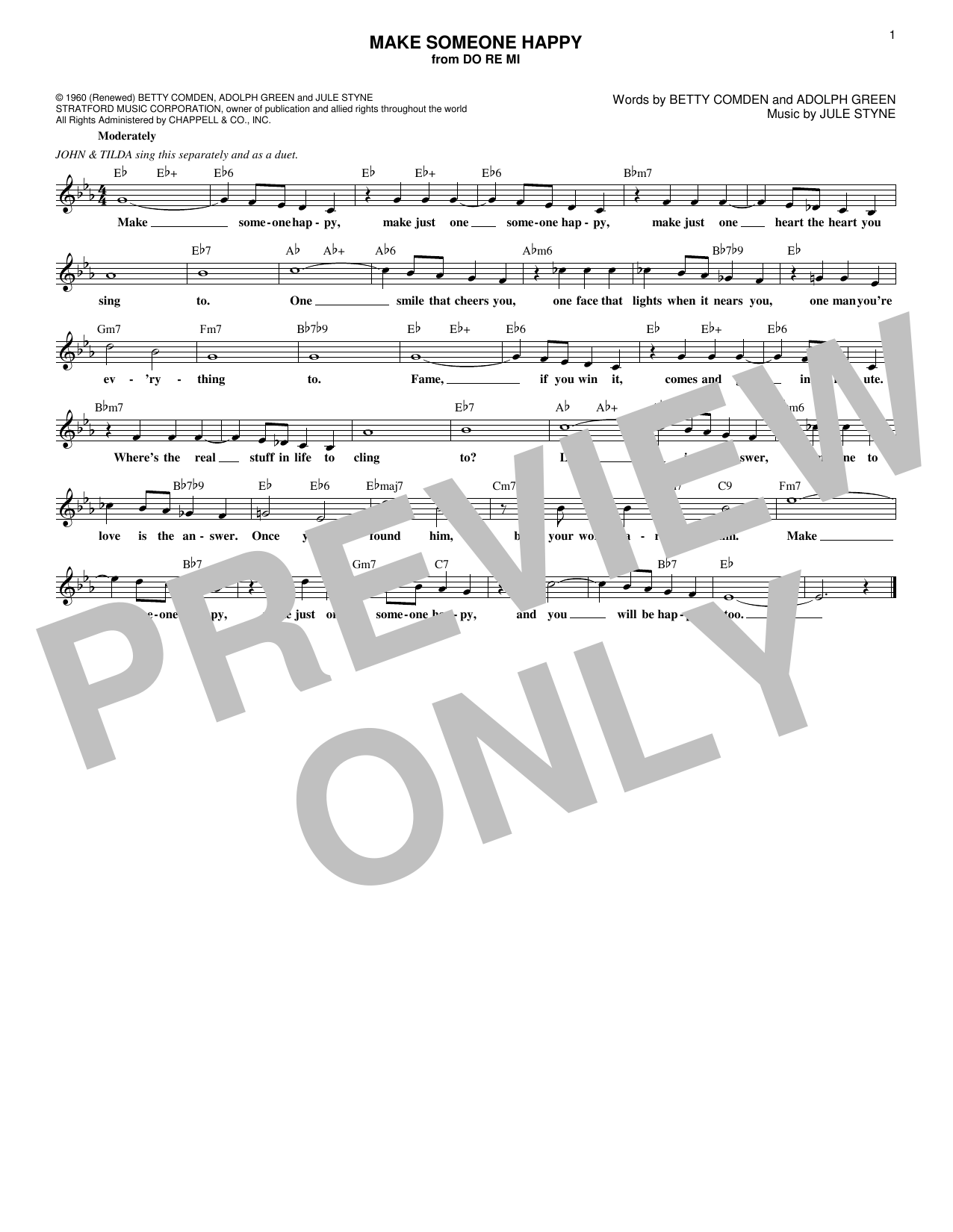 Adolph Green Make Someone Happy Sheet Music Notes & Chords for Piano & Vocal - Download or Print PDF