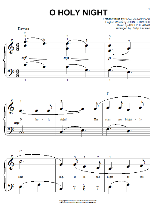 Adolphe Adam O Holy Night Sheet Music Notes & Chords for Piano (Big Notes) - Download or Print PDF