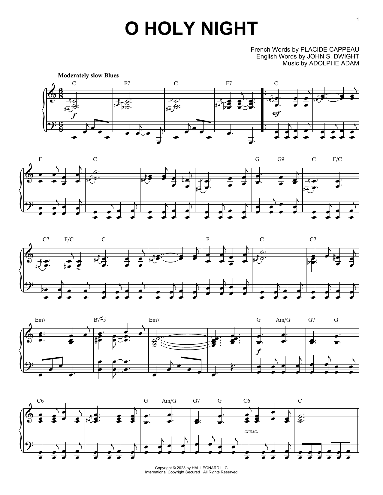 Adolphe Adam O Holy Night [Boogie Woogie version] (arr. Brent Edstrom) Sheet Music Notes & Chords for Piano Solo - Download or Print PDF