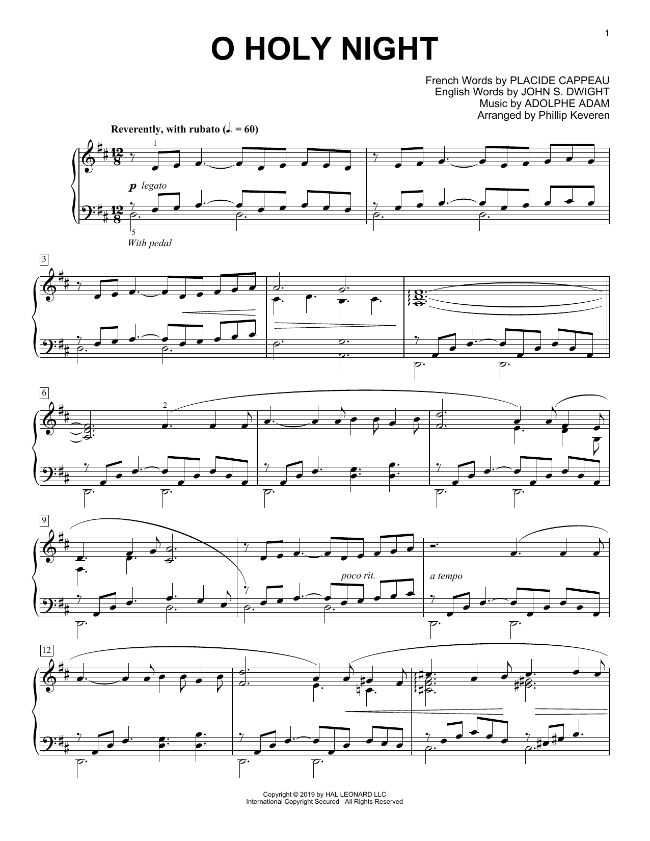 Adolphe Adam O Holy Night [Classical version] (arr. Phillip Keveren) Sheet Music Notes & Chords for Piano Solo - Download or Print PDF