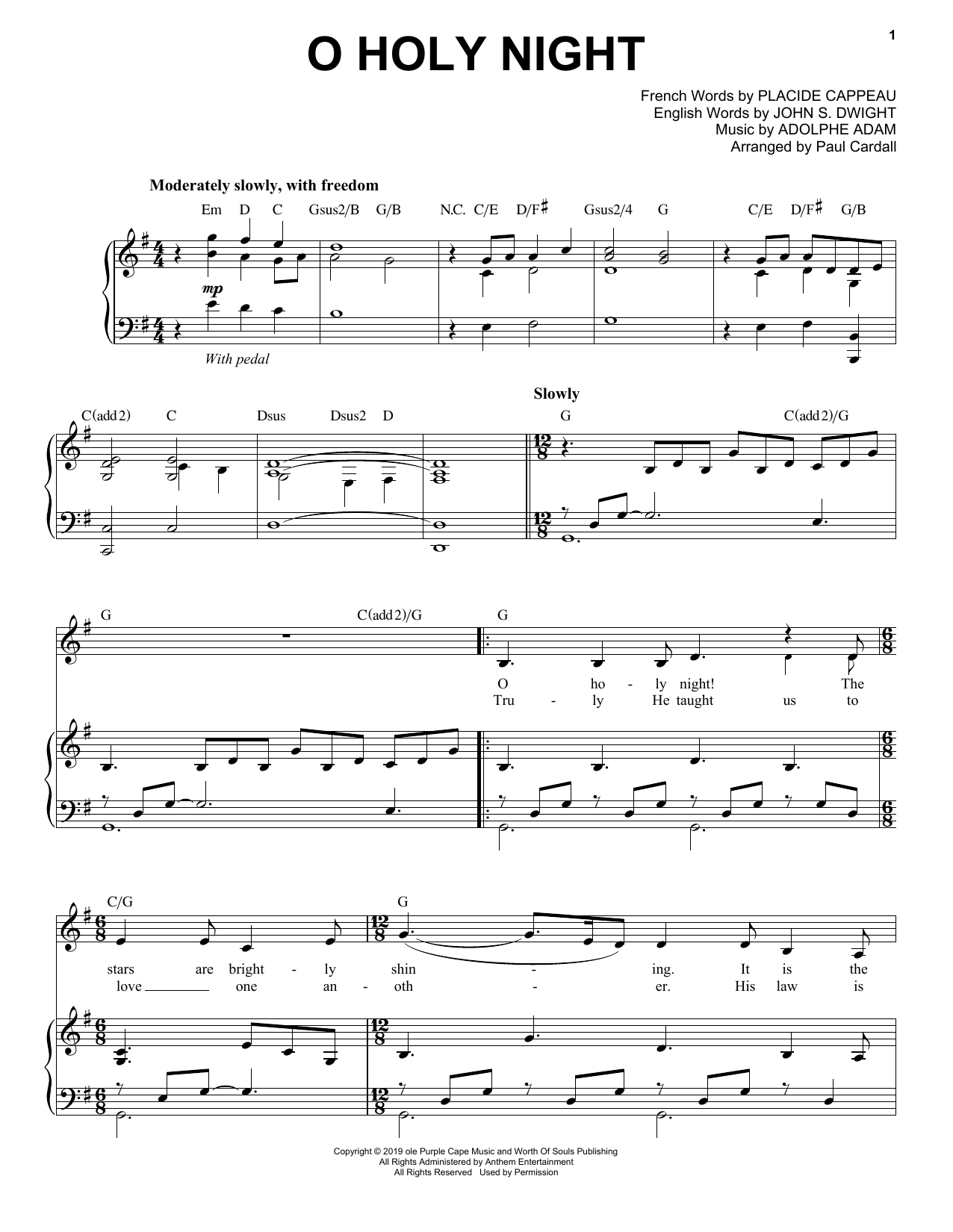 Adolphe Adam O Holy Night (feat. CeCe Winans) (arr. Paul Cardall) Sheet Music Notes & Chords for Piano Solo - Download or Print PDF