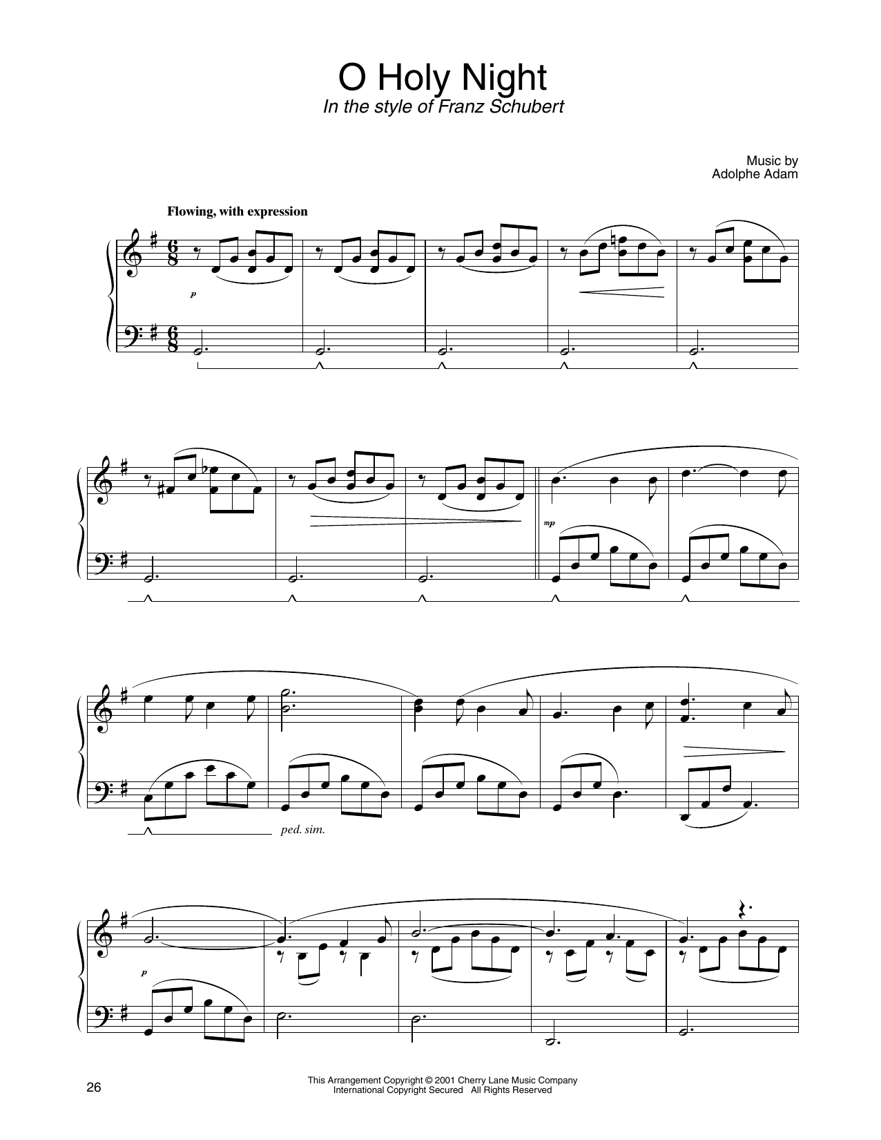 Adolphe Adam O Holy Night (in the style of Franz Schubert) (arr. Carol Klose) Sheet Music Notes & Chords for Piano Solo - Download or Print PDF