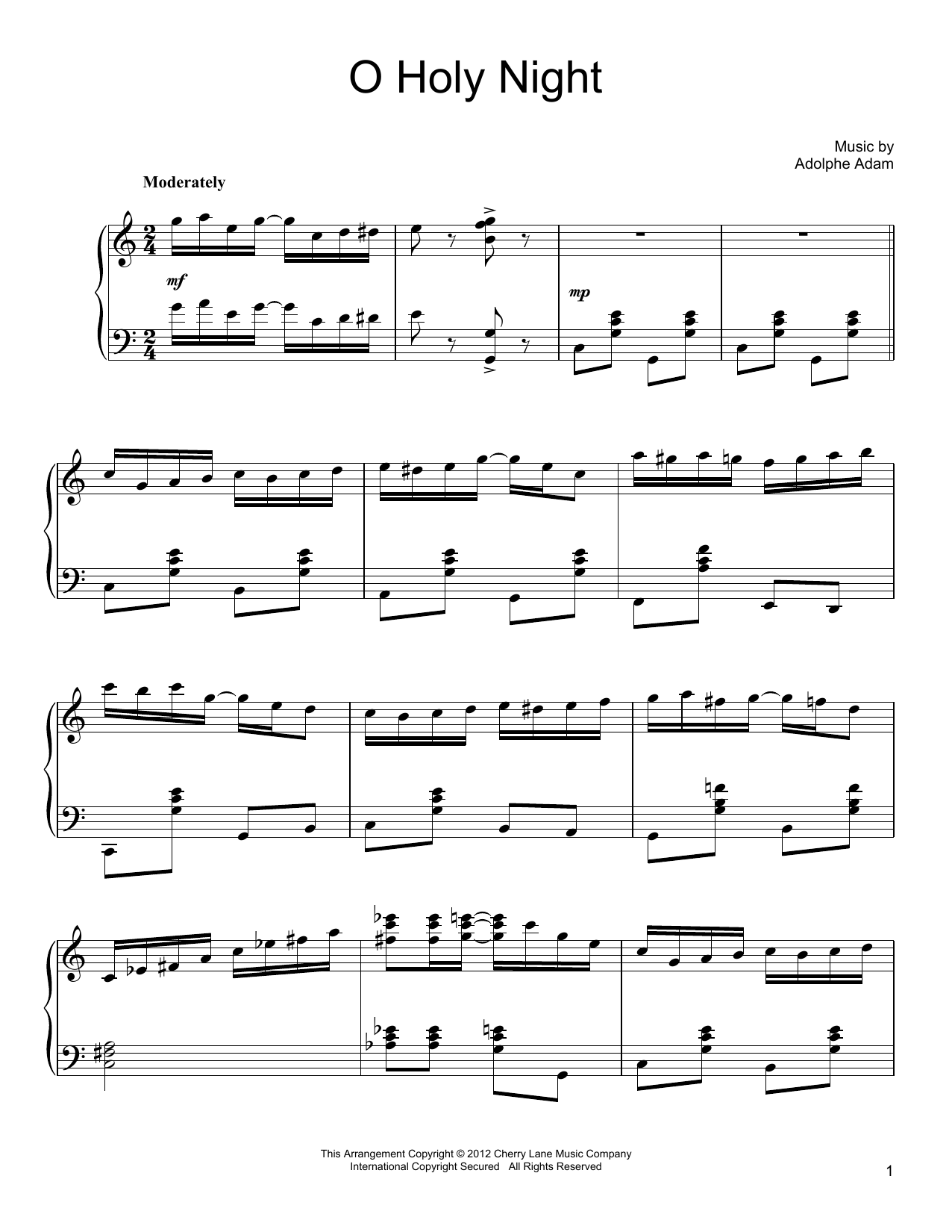 Adolphe Adam O Holy Night [Ragtime version] Sheet Music Notes & Chords for Piano - Download or Print PDF