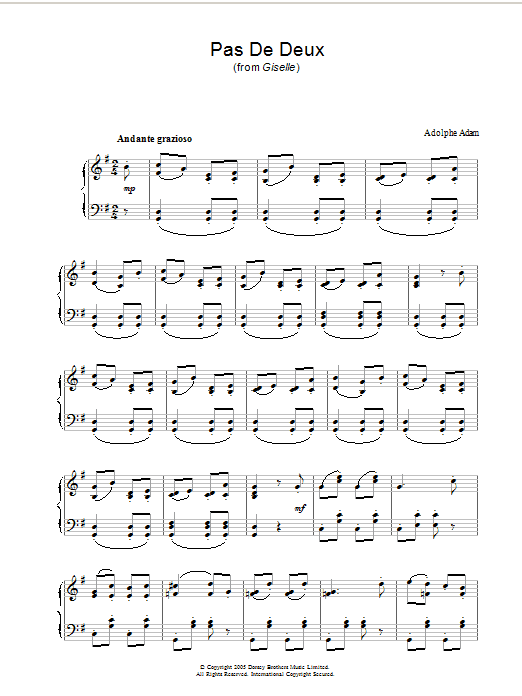 Adolphe Adam Pas De Deux (from Giselle) Sheet Music Notes & Chords for Piano - Download or Print PDF