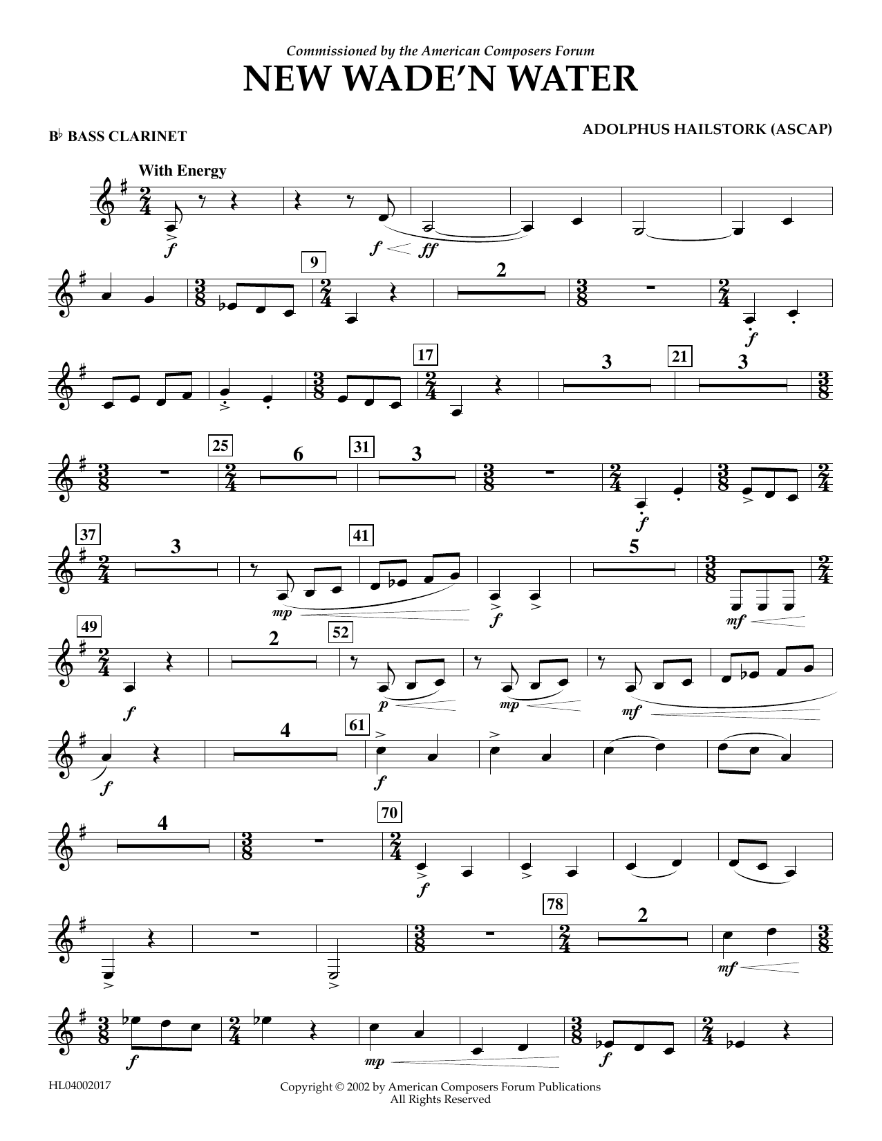Adolphus Hailstork New Wade 'n Water - Bb Bass Clarinet Sheet Music Notes & Chords for Concert Band - Download or Print PDF