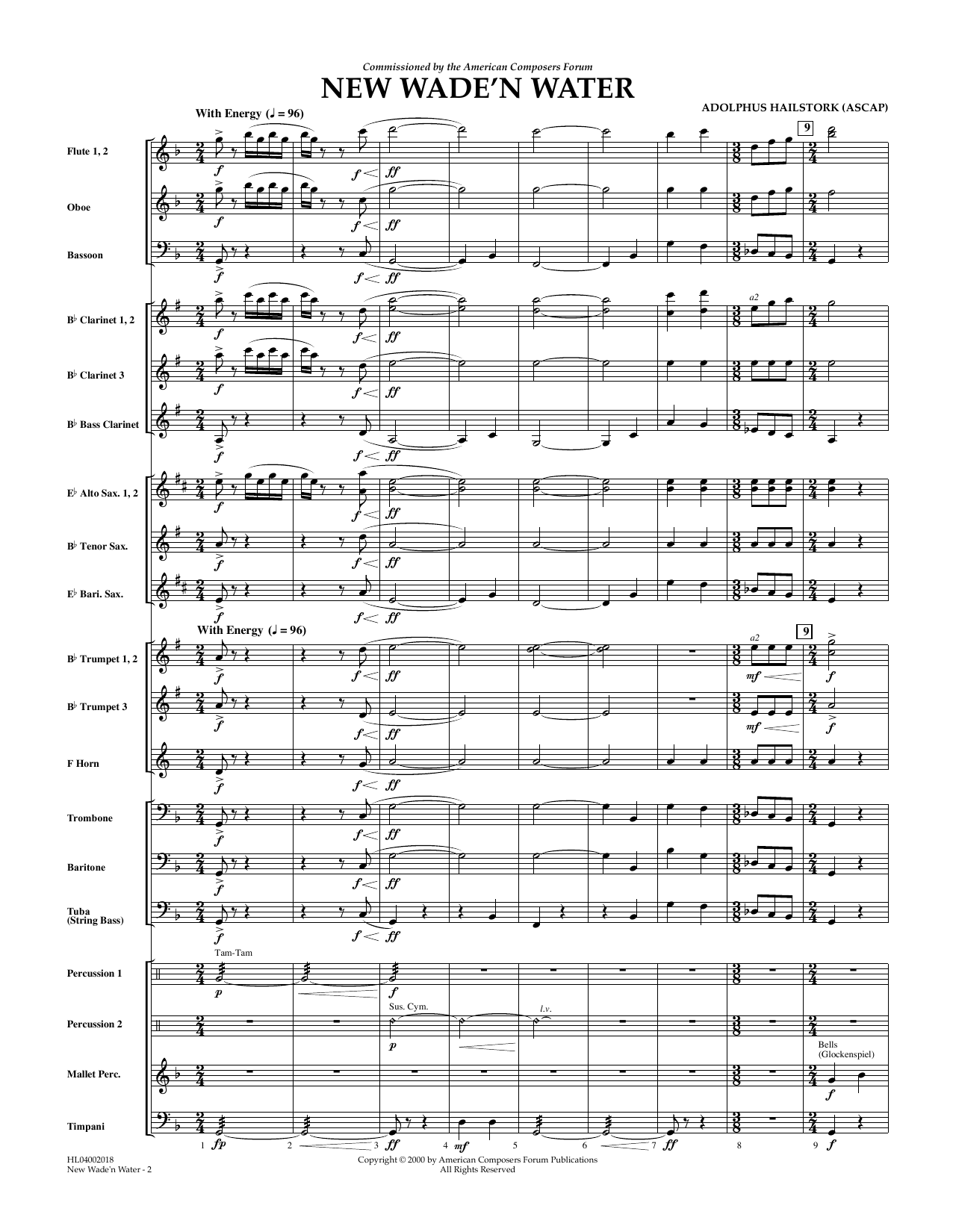 Adolphus Hailstork New Wade 'n Water - Full Score Sheet Music Notes & Chords for Concert Band - Download or Print PDF