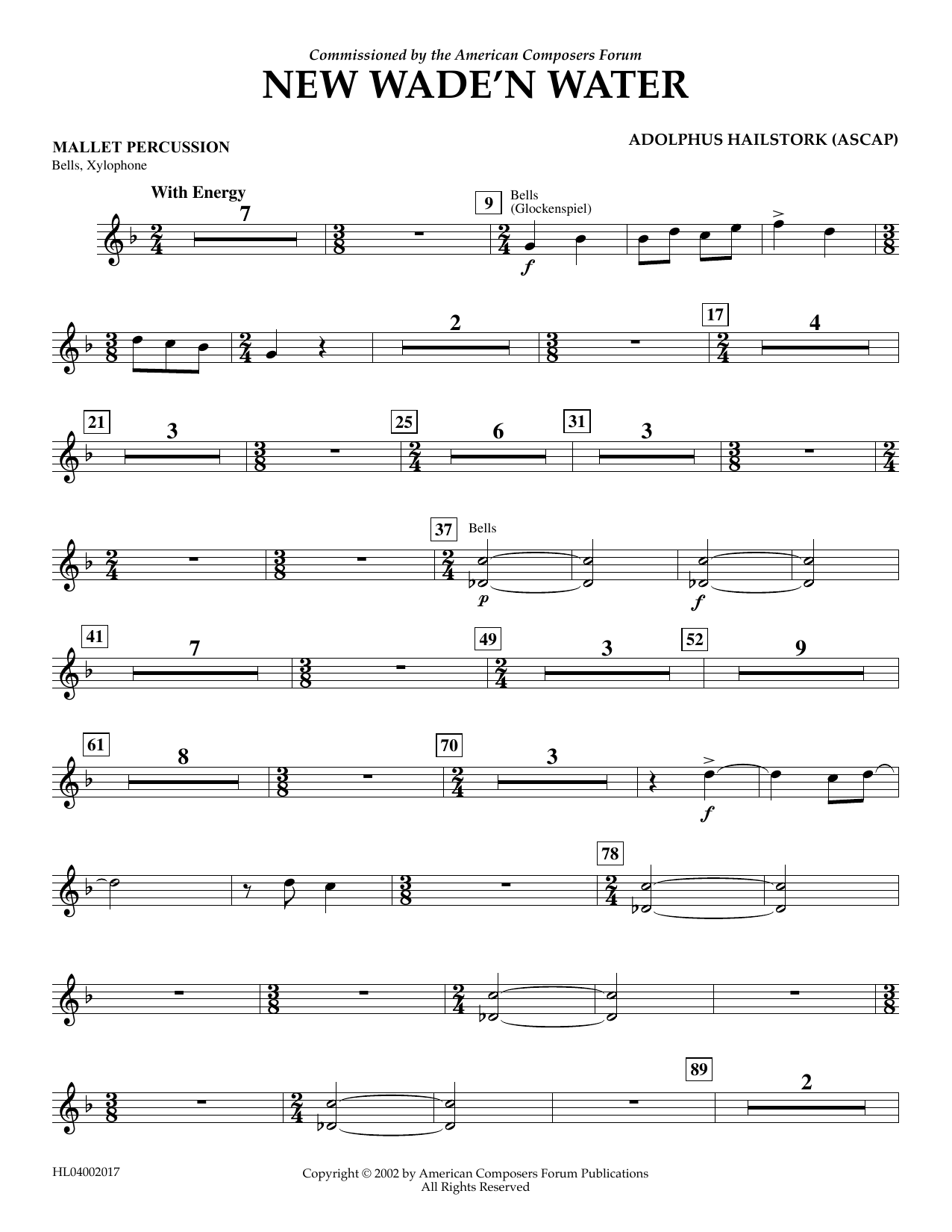 Adolphus Hailstork New Wade 'n Water - Mallet Percussion Sheet Music Notes & Chords for Concert Band - Download or Print PDF