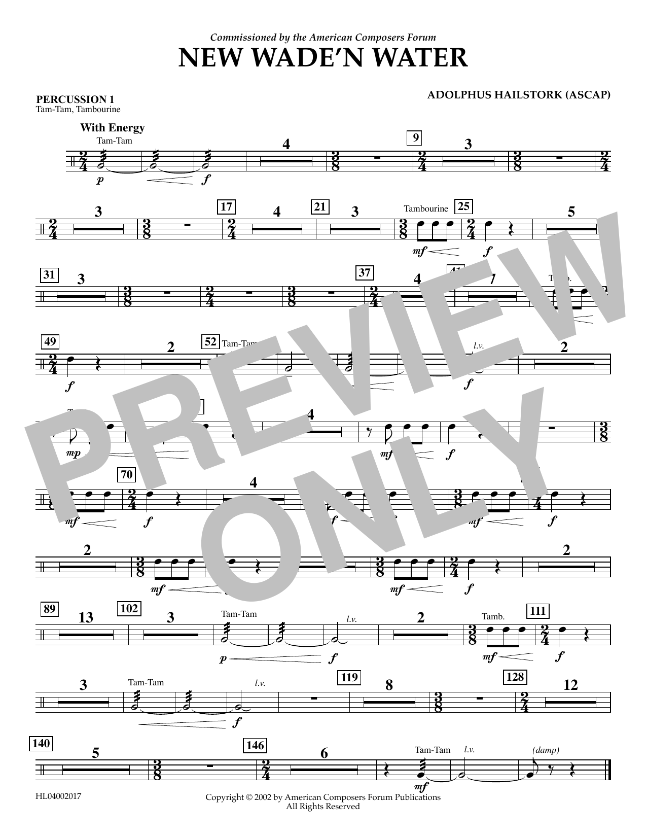 Adolphus Hailstork New Wade 'n Water - Percussion 1 Sheet Music Notes & Chords for Concert Band - Download or Print PDF