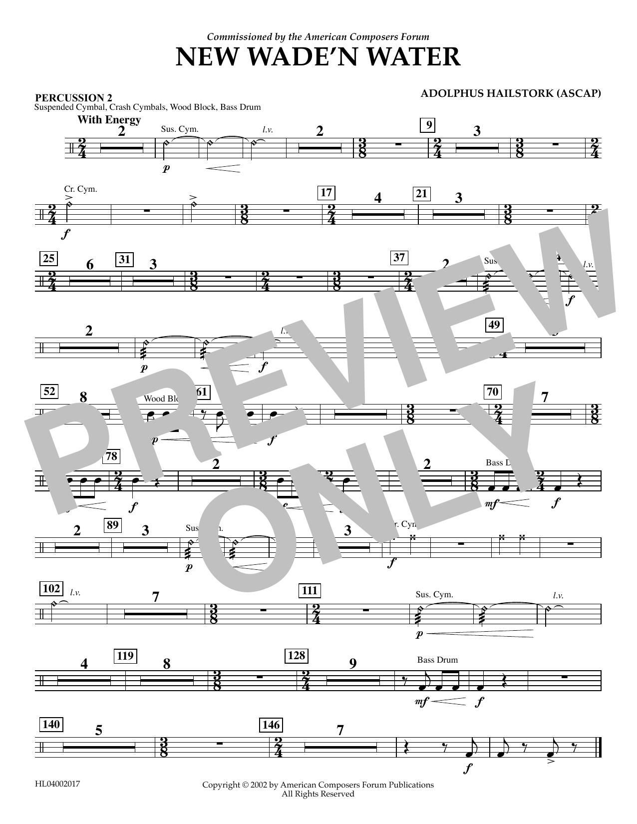 Adolphus Hailstork New Wade 'n Water - Percussion 2 Sheet Music Notes & Chords for Concert Band - Download or Print PDF