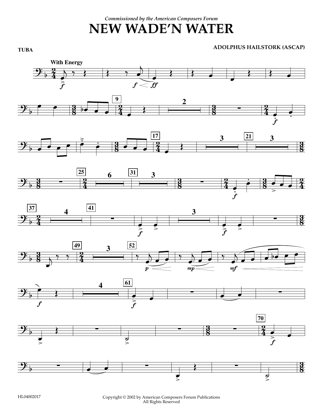 Adolphus Hailstork New Wade 'n Water - Tuba Sheet Music Notes & Chords for Concert Band - Download or Print PDF