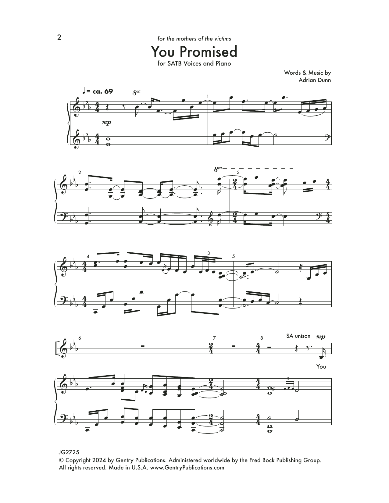 Adrian Dunn You Promised Sheet Music Notes & Chords for SATB Choir - Download or Print PDF