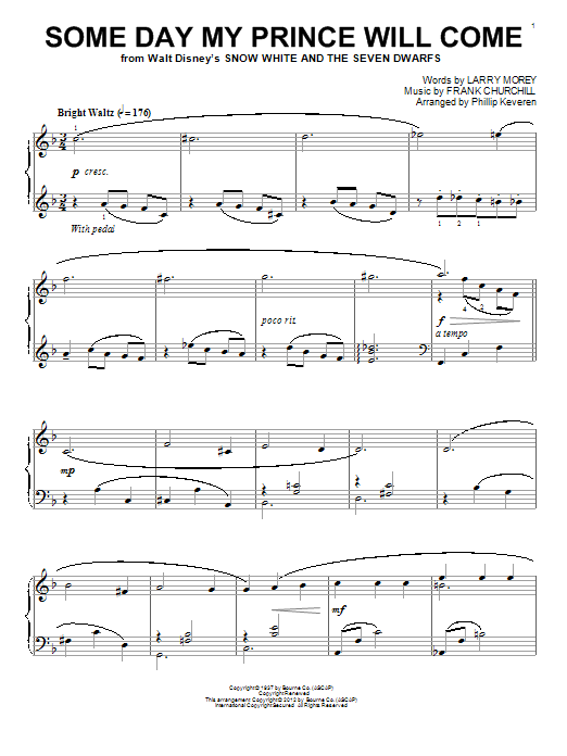 Frank Churchill Some Day My Prince Will Come [Classical version] (arr. Phillip Keveren) Sheet Music Notes & Chords for Piano Solo - Download or Print PDF