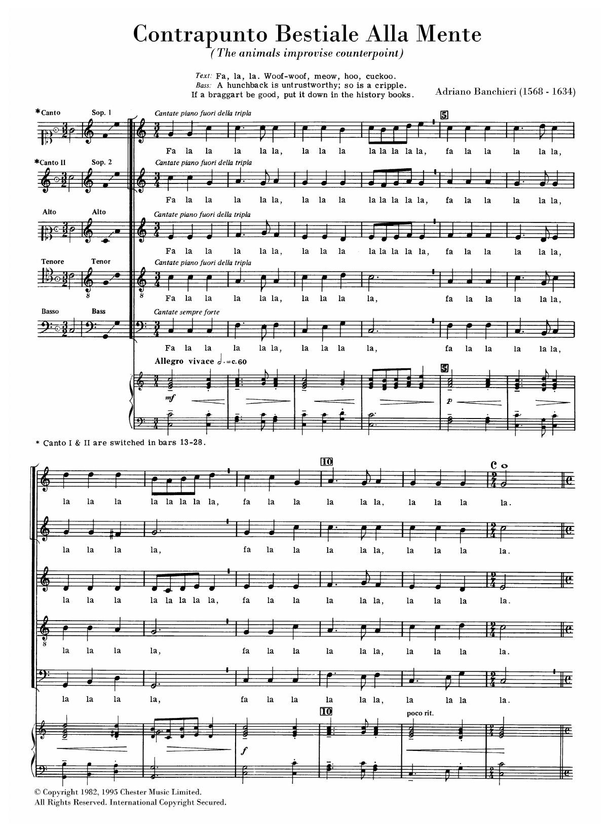 Adriano Banchieri Contrapunto Bestiale (arr. Anthony Petti) Sheet Music Notes & Chords for SATB Choir - Download or Print PDF