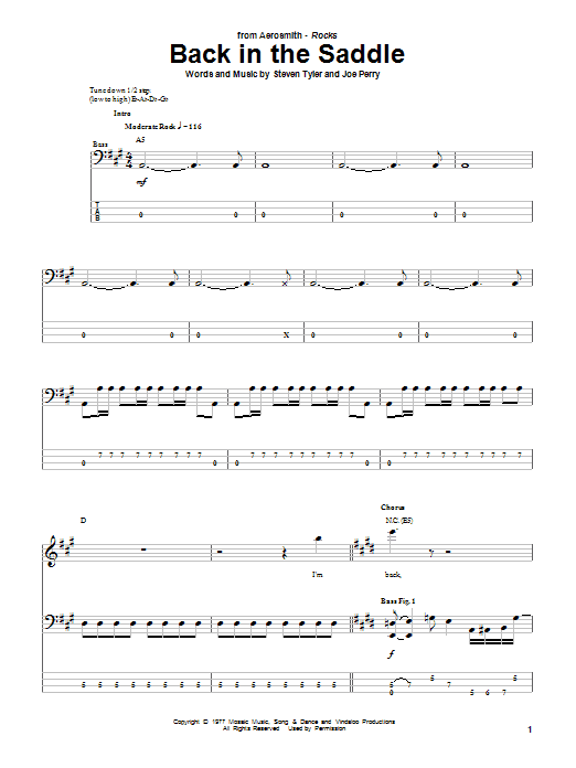 Aerosmith Back In The Saddle Sheet Music Notes & Chords for Guitar Tab Play-Along - Download or Print PDF