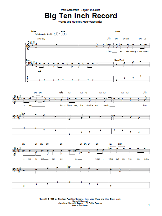 Aerosmith Big Ten Inch Record Sheet Music Notes & Chords for Guitar Tab - Download or Print PDF