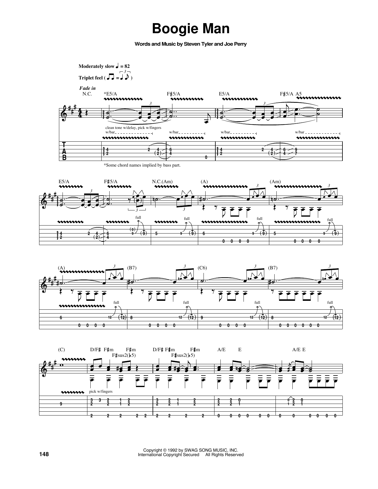 Aerosmith Boogie Man Sheet Music Notes & Chords for Guitar Tab - Download or Print PDF