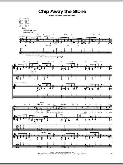 Aerosmith Chip Away The Stone Sheet Music Notes & Chords for Guitar Tab - Download or Print PDF